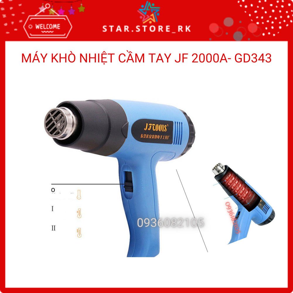 MÁY KHÒ NHIỆT CAO CẤP GIÁ TỐT - MÁY KHÒ NHIỆT CẦM TAY JF 2000A- GD343