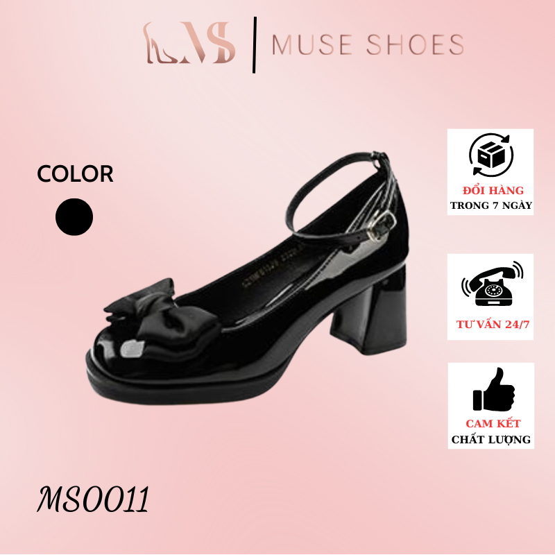 Giày Cao Gót Nữ Giày Mary Jane Muse Shoes mũi nơ cực xinh gót 7 phân mẫu hot hè 2023 - MS0011