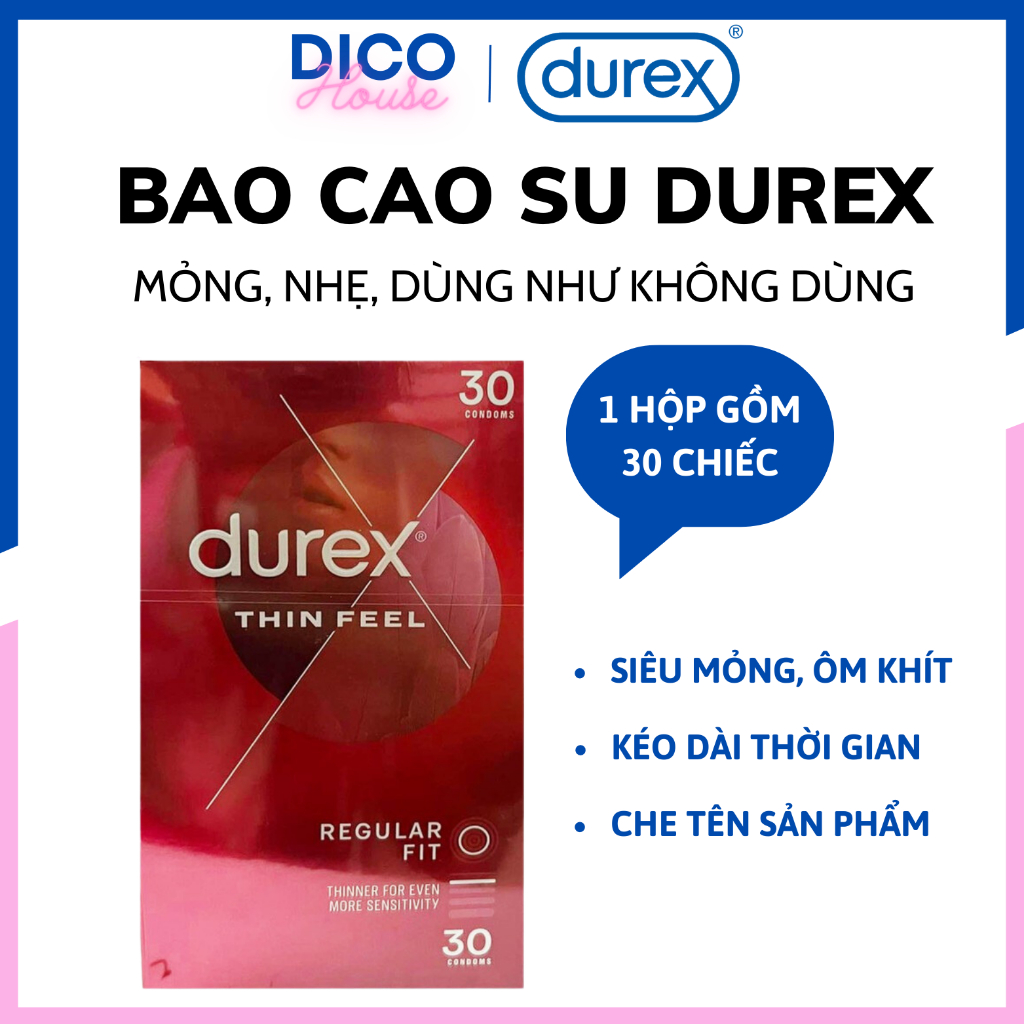Bao cao su siêu mỏng Durex 30 miếng nội địa Úc