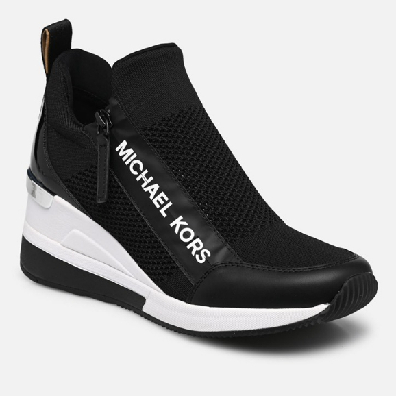 MICHAEL MICHAEL KORS - Giày thời trang, đế độn MK " Willis Metallic Stretch Knit Trainer" - màu đen