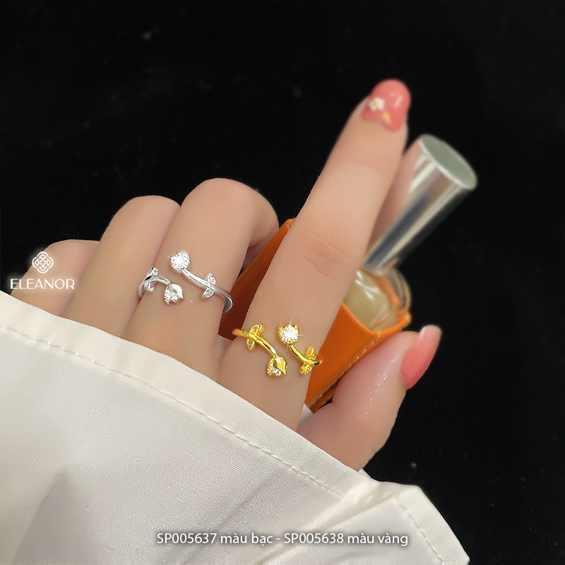Nhẫn nữ hở bạc 925 Eleanor Accessories hình bông hoa tulip phụ kiện trang sức 5637