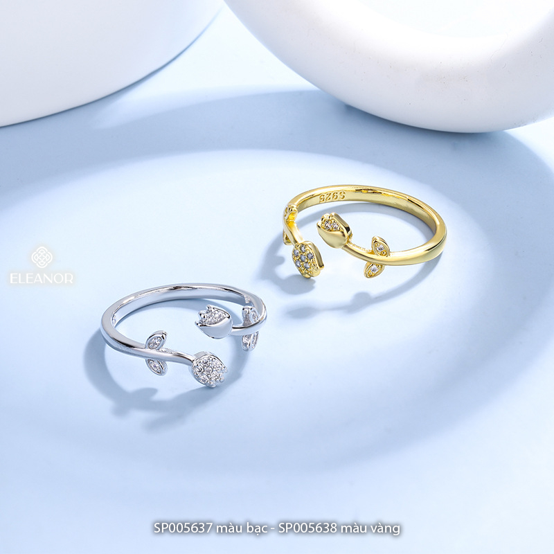 Nhẫn nữ hở bạc 925 Eleanor Accessories hình bông hoa tulip phụ kiện trang sức 5637