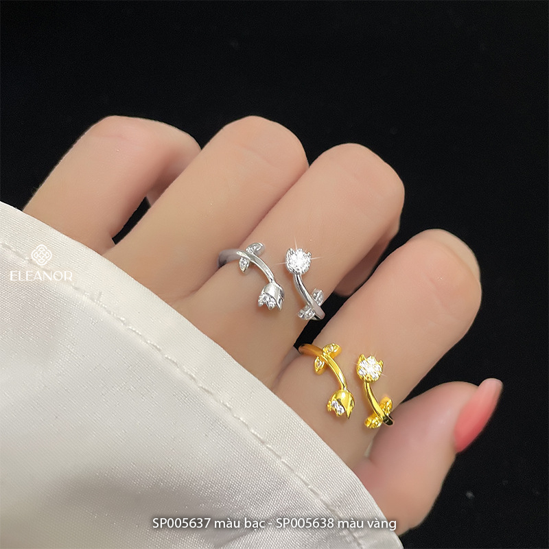 Nhẫn nữ hở bạc 925 Eleanor Accessories hình bông hoa tulip phụ kiện trang sức 5637