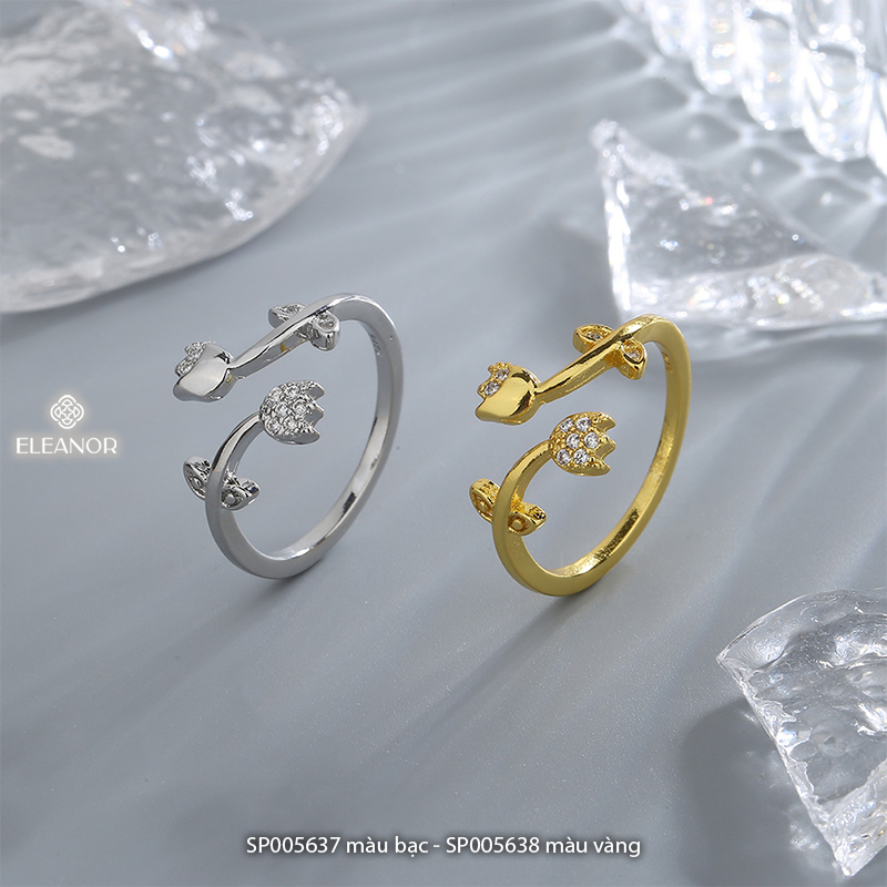 Nhẫn nữ hở bạc 925 Eleanor Accessories hình bông hoa tulip phụ kiện trang sức 5637