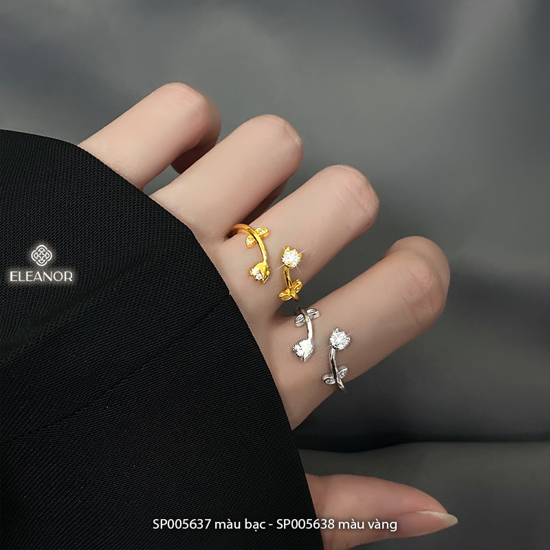 Nhẫn nữ hở bạc 925 Eleanor Accessories hình bông hoa tulip phụ kiện trang sức 5637
