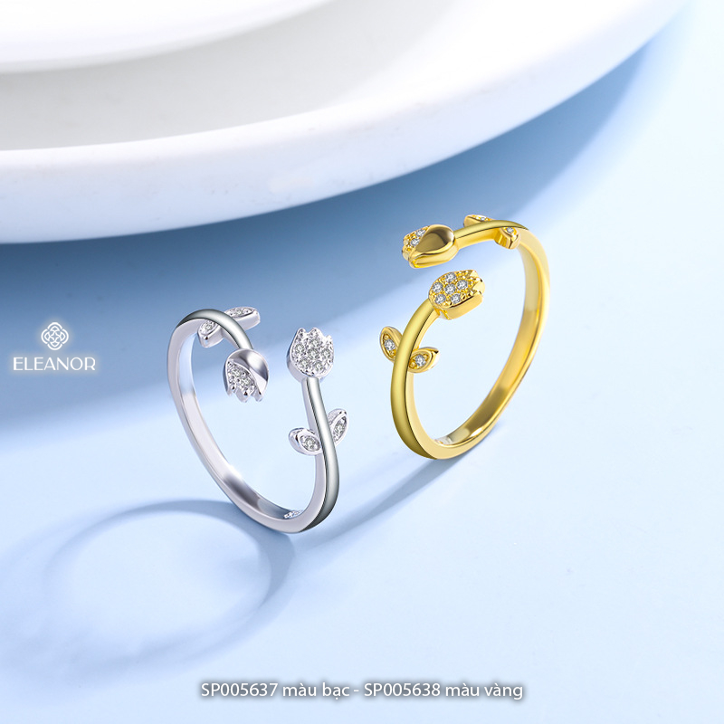 Nhẫn nữ hở bạc 925 Eleanor Accessories hình bông hoa tulip phụ kiện trang sức 5637