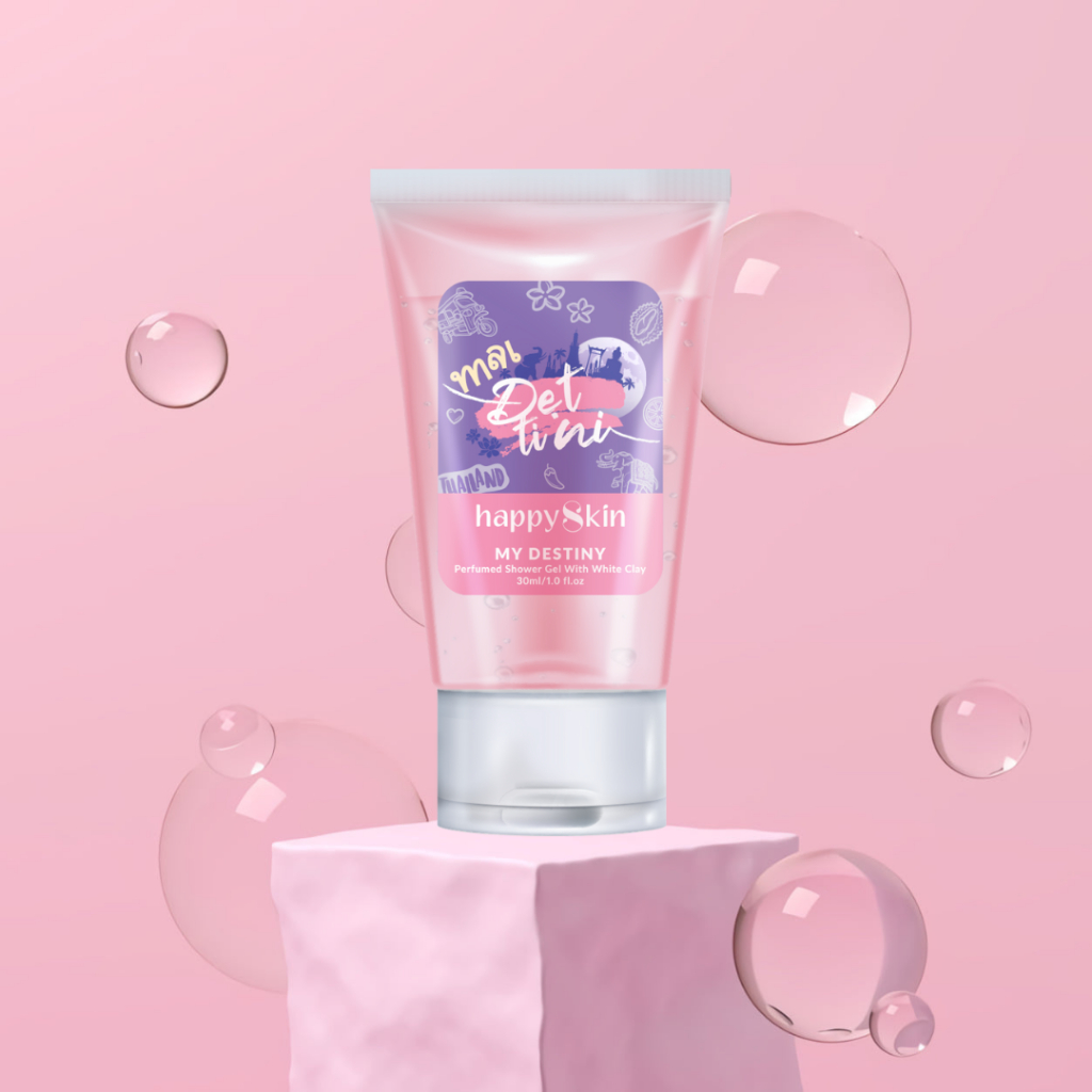 Sữa tắm nước hoa Emmié by Happy Skin lưu hương 8% đất sét giảm mụn lưng cơ thể Emmie Perfumed Shower Gel
