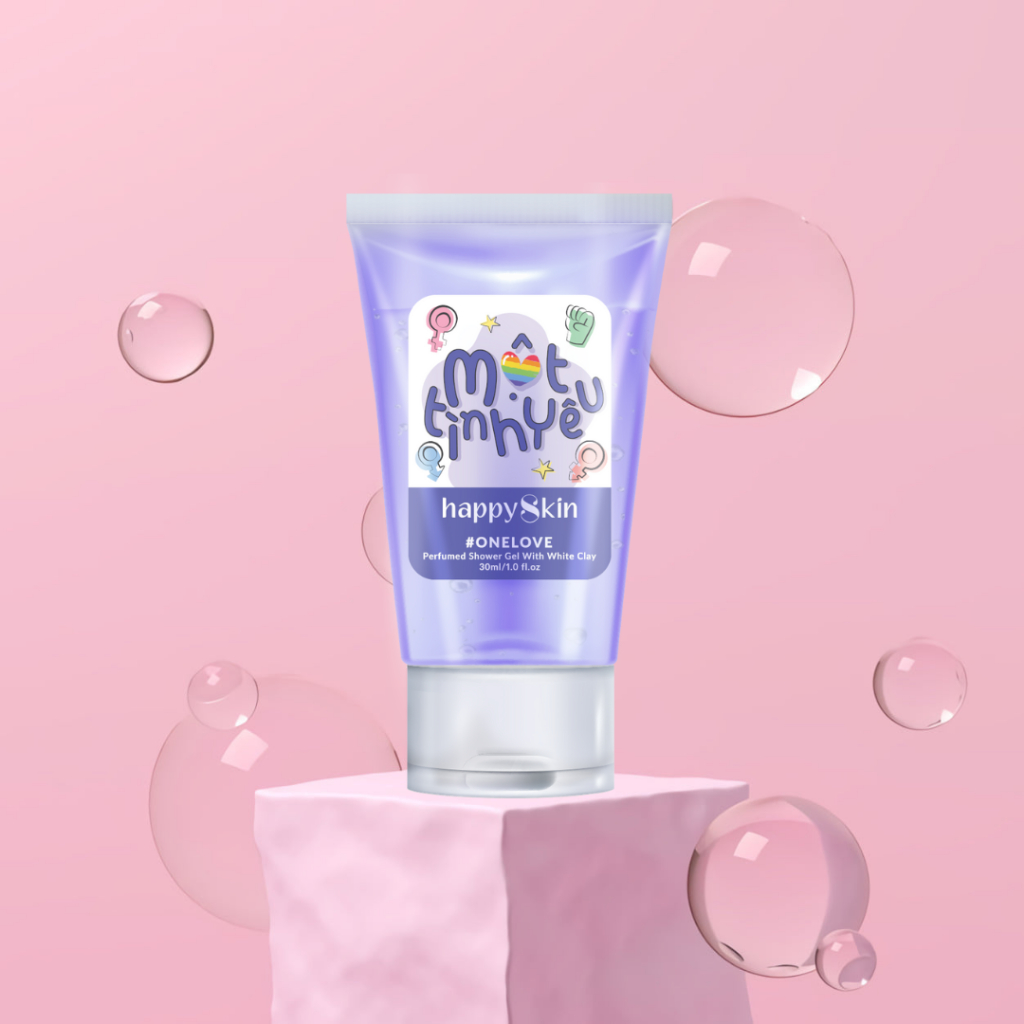 Sữa tắm nước hoa Emmié by Happy Skin lưu hương 8% đất sét giảm mụn lưng cơ thể Emmie Perfumed Shower Gel