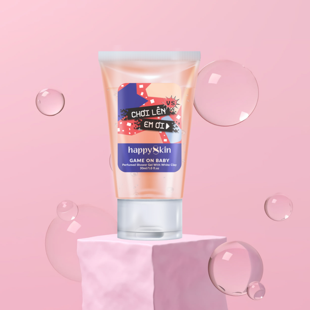 Sữa tắm nước hoa Emmié by Happy Skin lưu hương 8% đất sét giảm mụn lưng cơ thể Emmie Perfumed Shower Gel