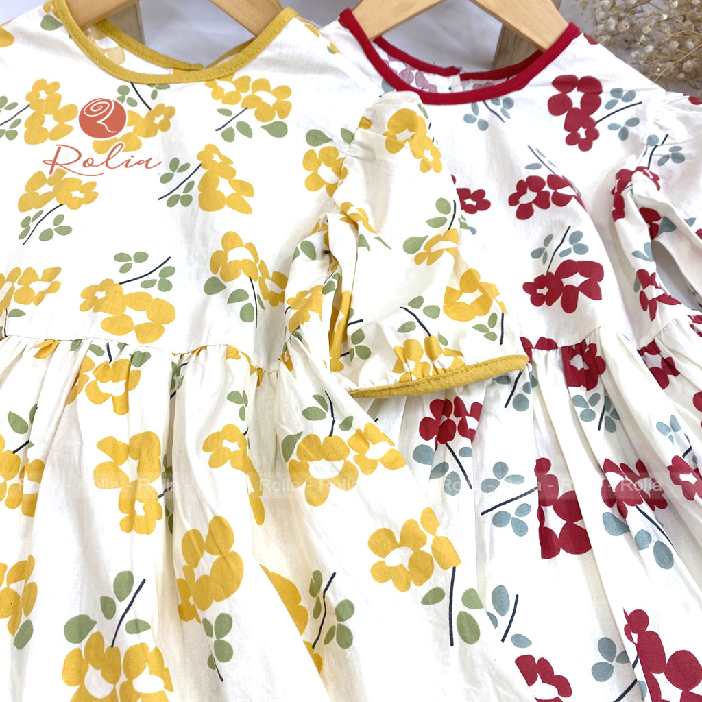 Váy hoa bé gái ROLIA chất cotton in hoa mềm mát thấm hút mồ hôi cho bé 2-10 tuổi VT166