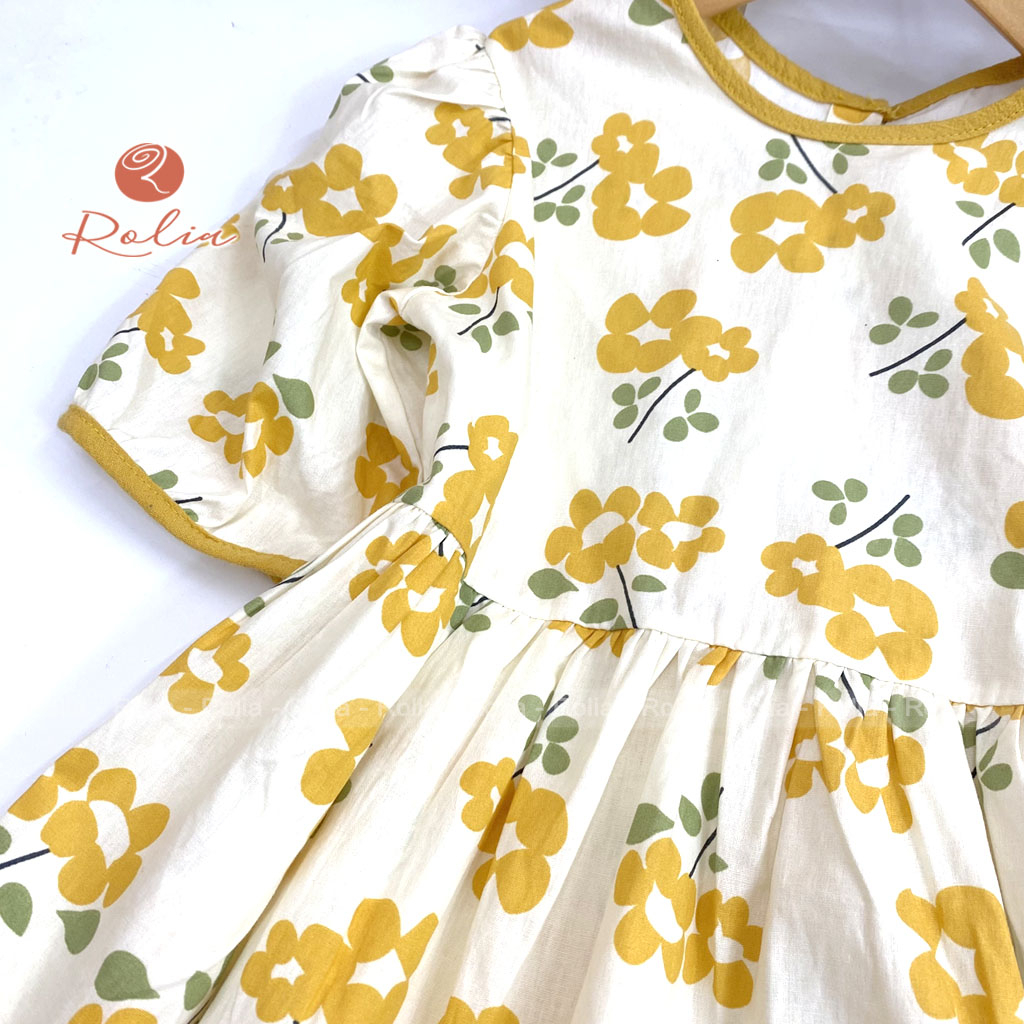 Váy hoa bé gái ROLIA chất cotton in hoa mềm mát thấm hút mồ hôi cho bé 2-10 tuổi VT166