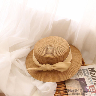 Mũ cói đính nơ vải cho bé đi biển hè