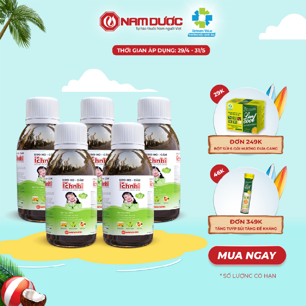 Siro ho cảm Ích Nhi chai 90ml hỗ trợ giải cảm, giảm ho, sổ mũi, tiêu đờm, cho trẻ nhỏ, bà bầu, cho con bú