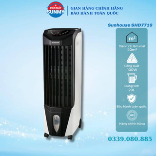 Máy làm mát không khí Sunhouse SHD7719 20L, quạt điều hoà Sunhouse công suất 100W Có điều khiển từ xa