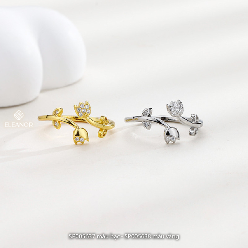 Nhẫn nữ hở bạc 925 Eleanor Accessories hình bông hoa tulip phụ kiện trang sức 5637