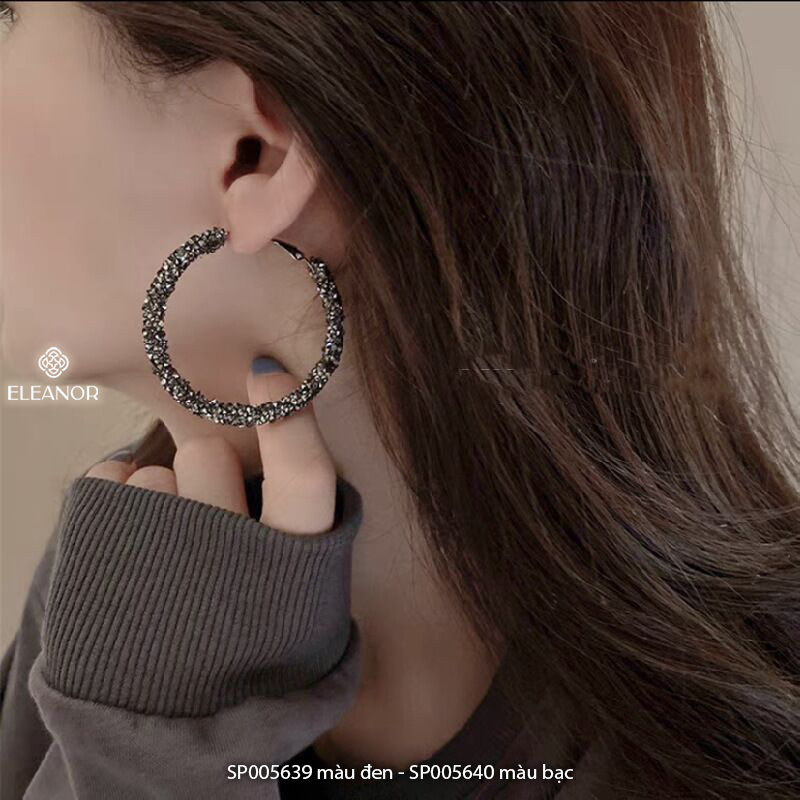 Bông tai nữ chuôi bạc 925 Eleanor Accessories vòng tròn lấp lánh phụ kiện trang sức 5639