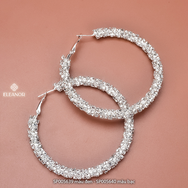 Bông tai nữ chuôi bạc 925 Eleanor Accessories vòng tròn lấp lánh phụ kiện trang sức 5639