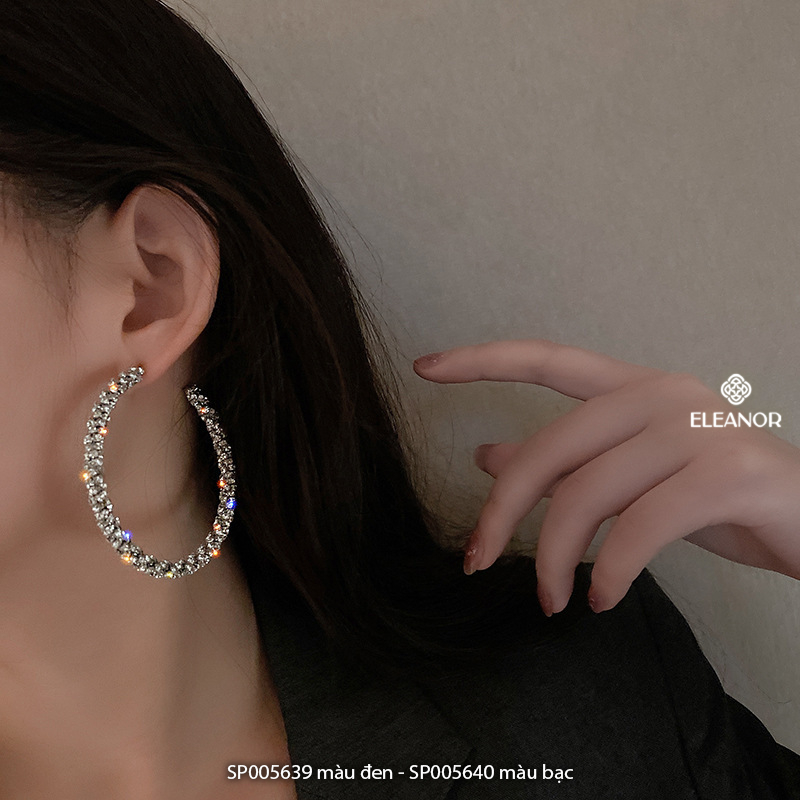 Bông tai nữ chuôi bạc 925 Eleanor Accessories vòng tròn lấp lánh phụ kiện trang sức 5639