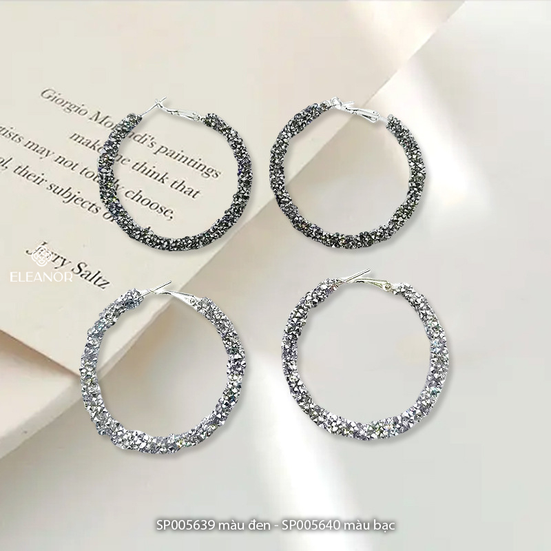 Bông tai nữ chuôi bạc 925 Eleanor Accessories vòng tròn lấp lánh phụ kiện trang sức 5639