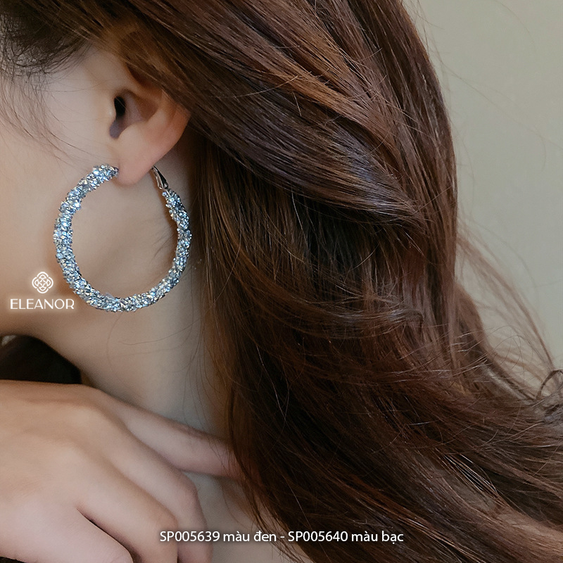 Bông tai nữ chuôi bạc 925 Eleanor Accessories vòng tròn lấp lánh phụ kiện trang sức 5639