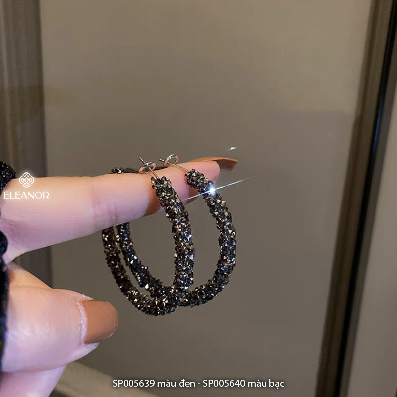 Bông tai nữ chuôi bạc 925 Eleanor Accessories vòng tròn lấp lánh phụ kiện trang sức 5639