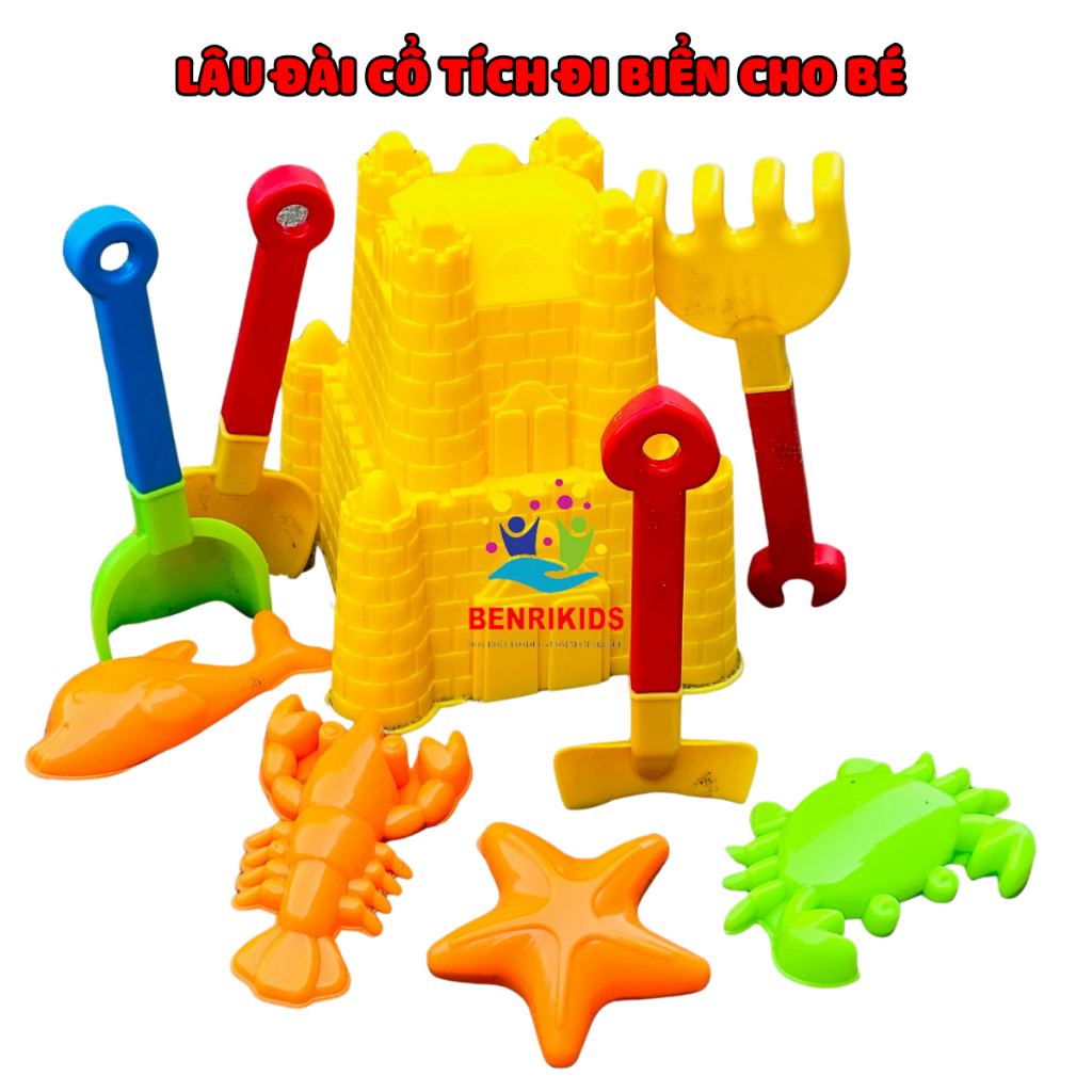 Đồ Chơi Đi Biển Cho Bé Lâu Đài Cổ Tích Kèm Dụng Cụ Xúc Cát Bằng Nhựa Nhiều Màu Sắc