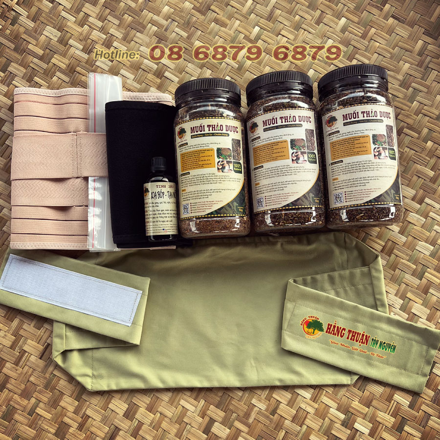 Bộ Muối Thảo Dược Quấn Bụng Chườm Nóng Sau Sinh Hằng Thuận Tây Nguyên