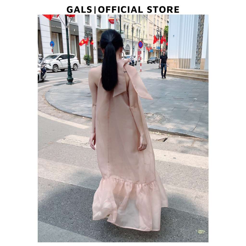 Váy maxi thiết kế Josee Dress GALS dáng suông layer bồng bềnh - D012 - Nâu nhạt