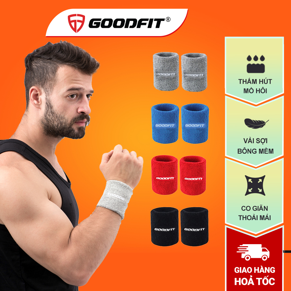 Băng cổ tay thấm mồ hôi GoodFit GF303W băng tay thể thao tập Gym, cầu lông, Tennis