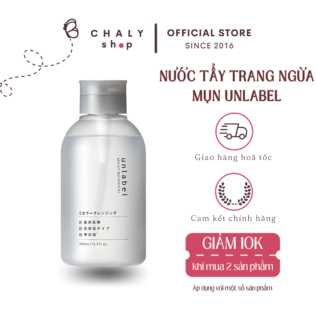 Nước tẩy trang thảo mộc đa năng siêu lành tính Unlabel Moisture Botanical Micellar Cleansing Water 500ml Nhật