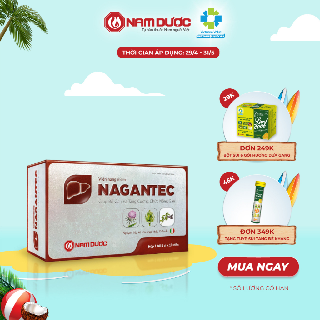 Viên nang mềm Nagantec Nam Dược giúp bổ gan và tăng cường chức năng gan hộp 50 viên