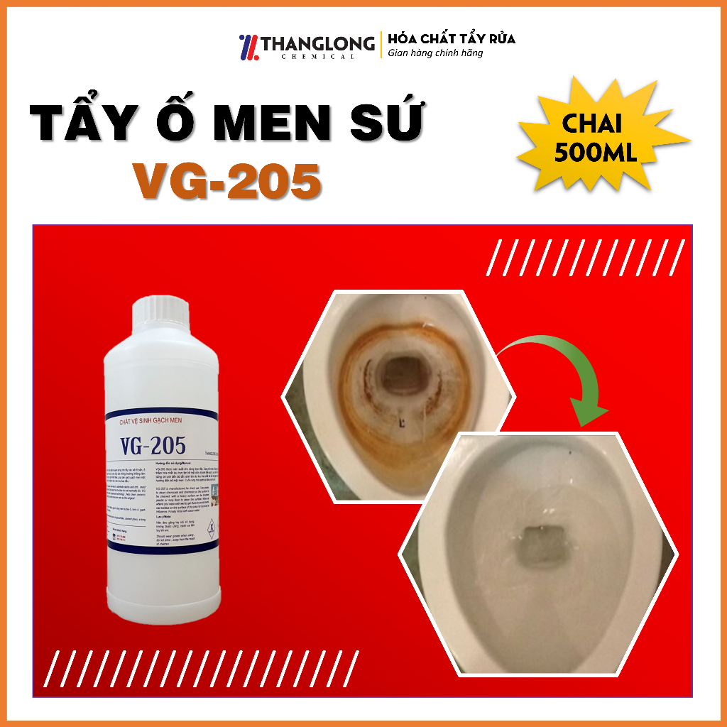 Siêu tẩy ố bồn sứ, gạch men, inox,.. nhà vệ sinh, ngoài trời - VG205 500ml