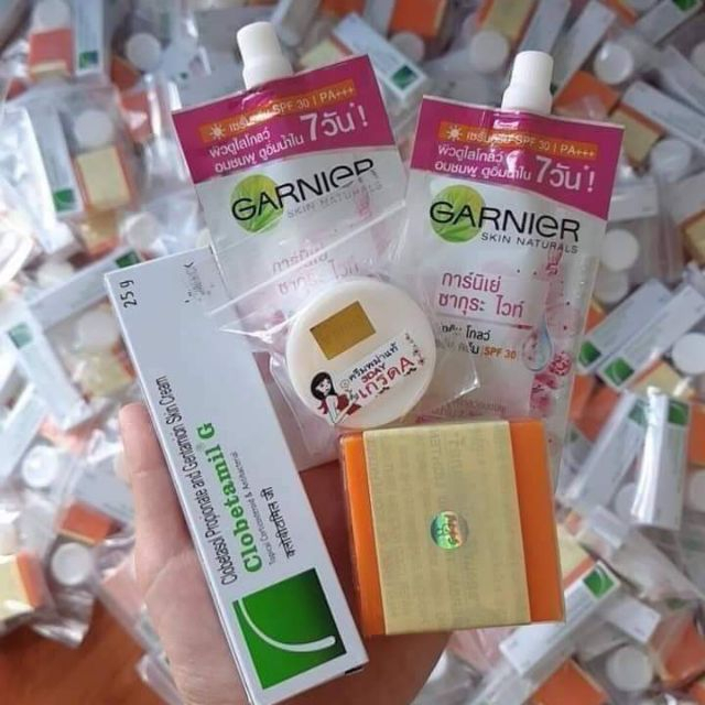 SET KEM THOA MỤN - NÁM - TÀN NHANG - Clobetaminl G & GARNIER Thái Lan