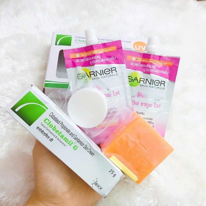 SET KEM THOA MỤN - NÁM - TÀN NHANG - Clobetaminl G & GARNIER Thái Lan