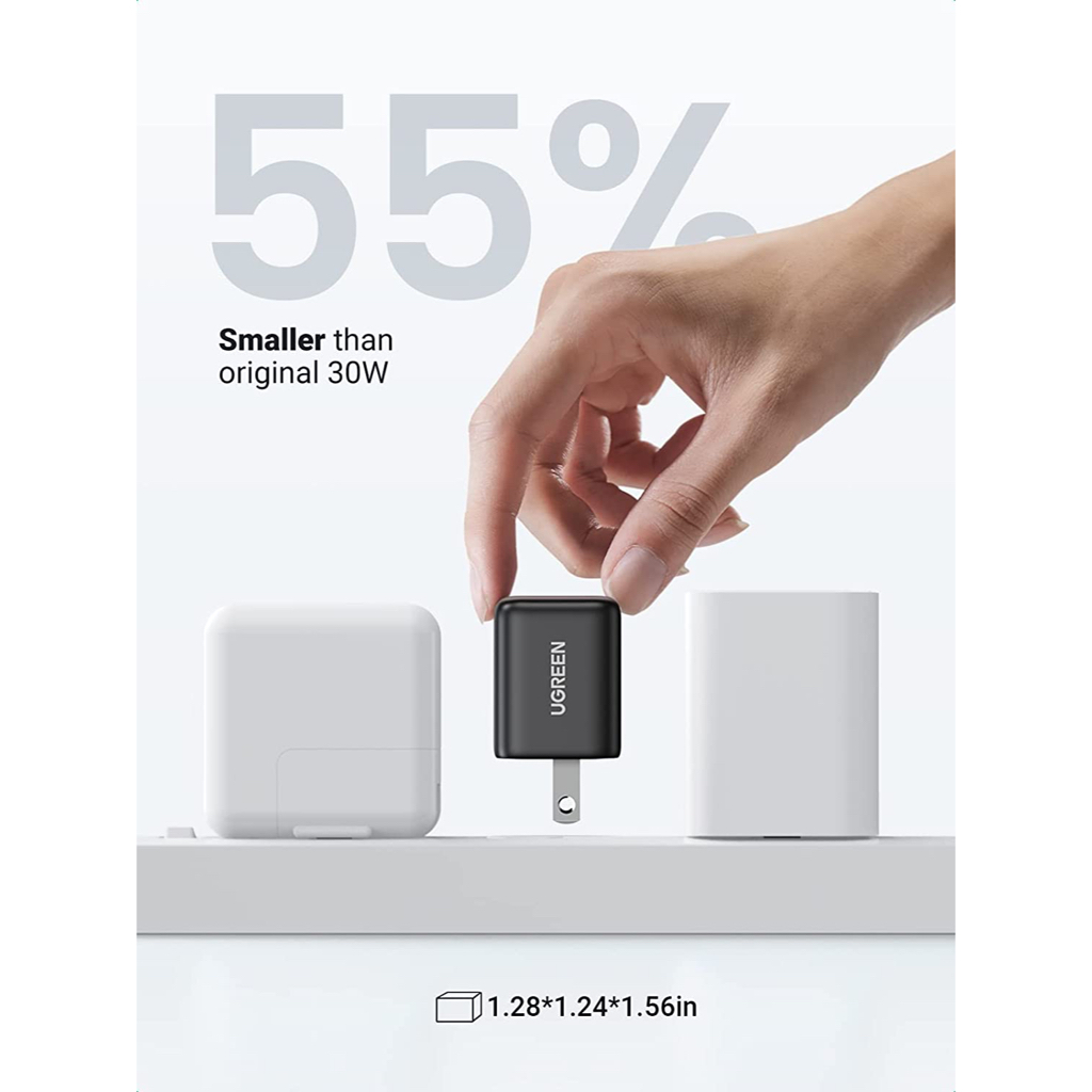 Củ sạc nhanh mini UGREEN 30W CD319 Business Charger Nexode| Công nghệ GaN| Cổng Type C| BH 18 tháng 1 đổi 1 90901 90666