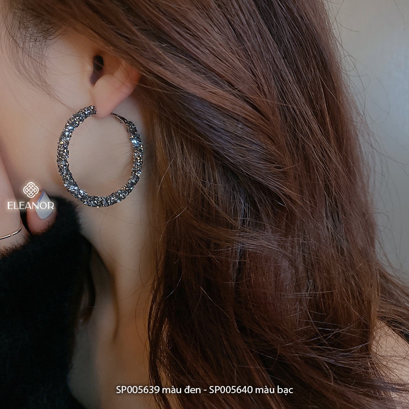 Bông tai nữ chuôi bạc 925 Eleanor Accessories vòng tròn lấp lánh phụ kiện trang sức 5639