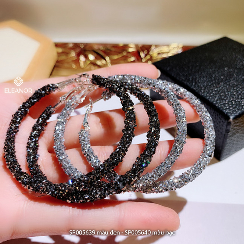 Bông tai nữ chuôi bạc 925 Eleanor Accessories vòng tròn lấp lánh phụ kiện trang sức 5639