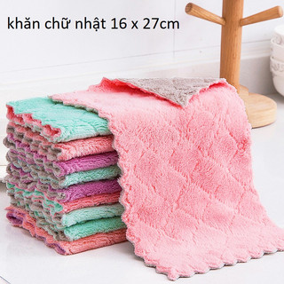 Combo 5 Khăn hai mặt hai màu lau chén dĩa, bếp, đồ dùng trong nhà thấm hút hiệu quả