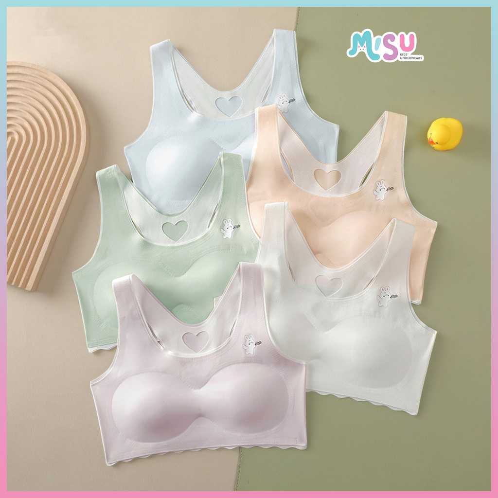 Áo lót học sinh cấp 2 chất đúc su không lộ viền màu pastel kín đáo mặc trong áo đồng phục cho bé gái tuổi dậy thì AL06