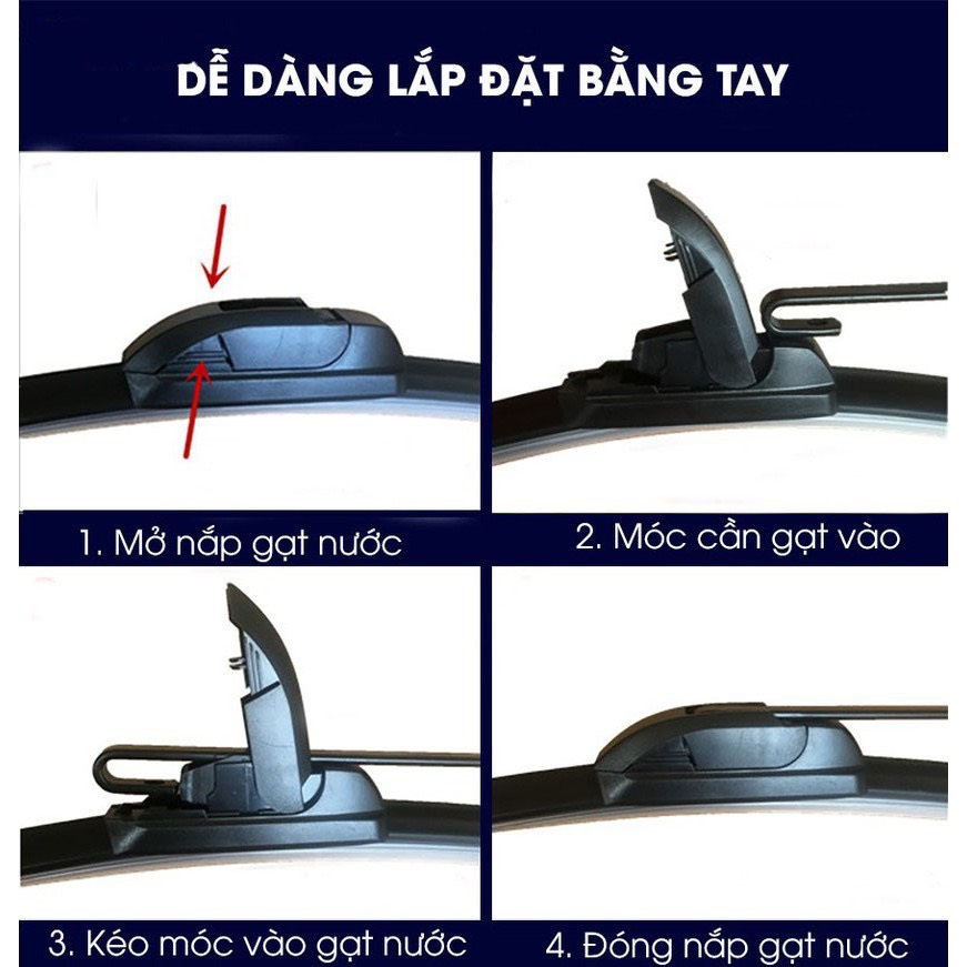 Gạt mưa Bosch - cần gạt mưa ô tô loại thân mềm silicone không xương cao cấp