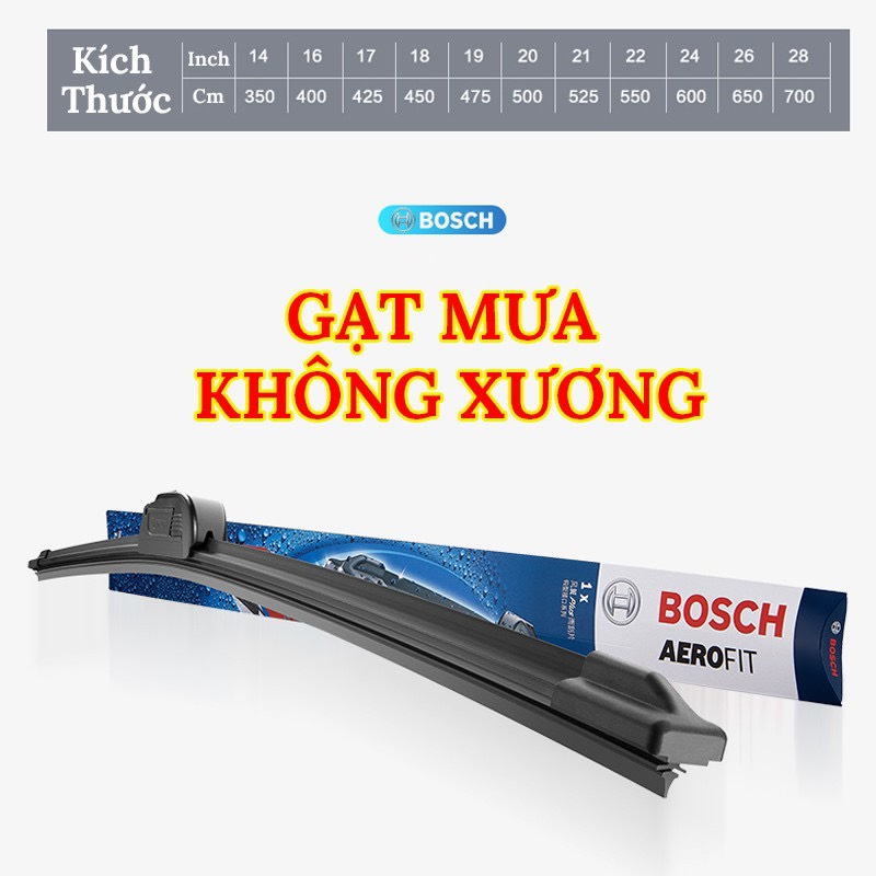 Gạt mưa Bosch - cần gạt mưa ô tô loại thân mềm silicone không xương cao cấp