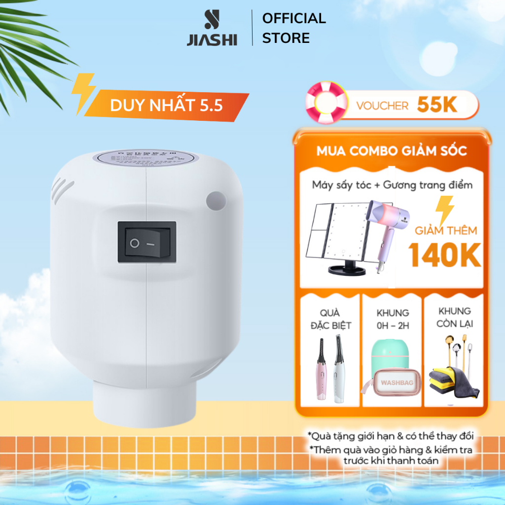 Máy hút chân không quần áo JIASHI bơm điện cầm tay mini hút chân không quần áo, chăn gối nhỏ gọn tiện lợi kèm túi MCK01