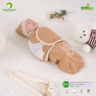 Ủ kén Anminaza sợi tre cho bé sơ sinh giúp bé ngủ sâu, ngon giấc ( tặng kèm mũ đội )