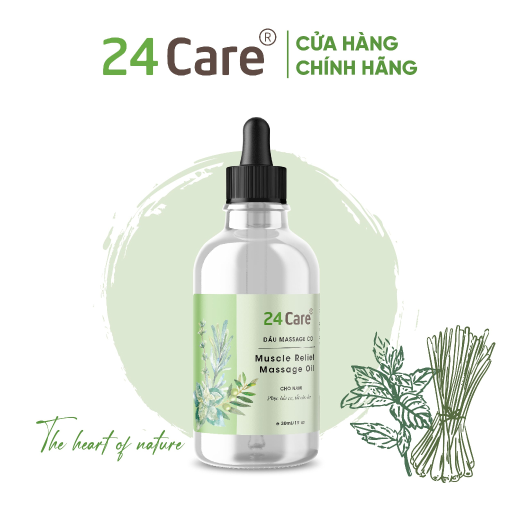 Dầu masage tinh dầu 24Care phục hồi cơ, tốt cho da - NAM NỮ (30ml)