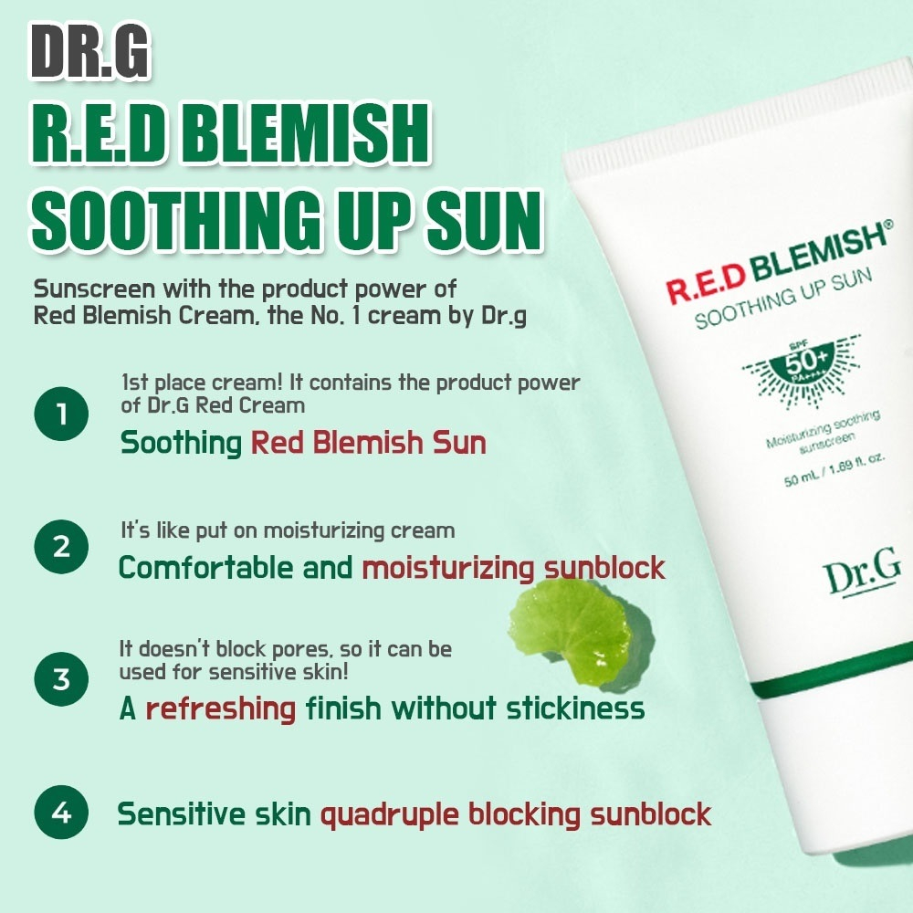 Kem Chống Nắng Dưỡng Ẩm và Bảo Vệ Chuyên Sâu Cho Da Nhạy Cảm Dr.G R.E.D Blemish Soothing Up Sun SPF50+ PA++++ 50ml