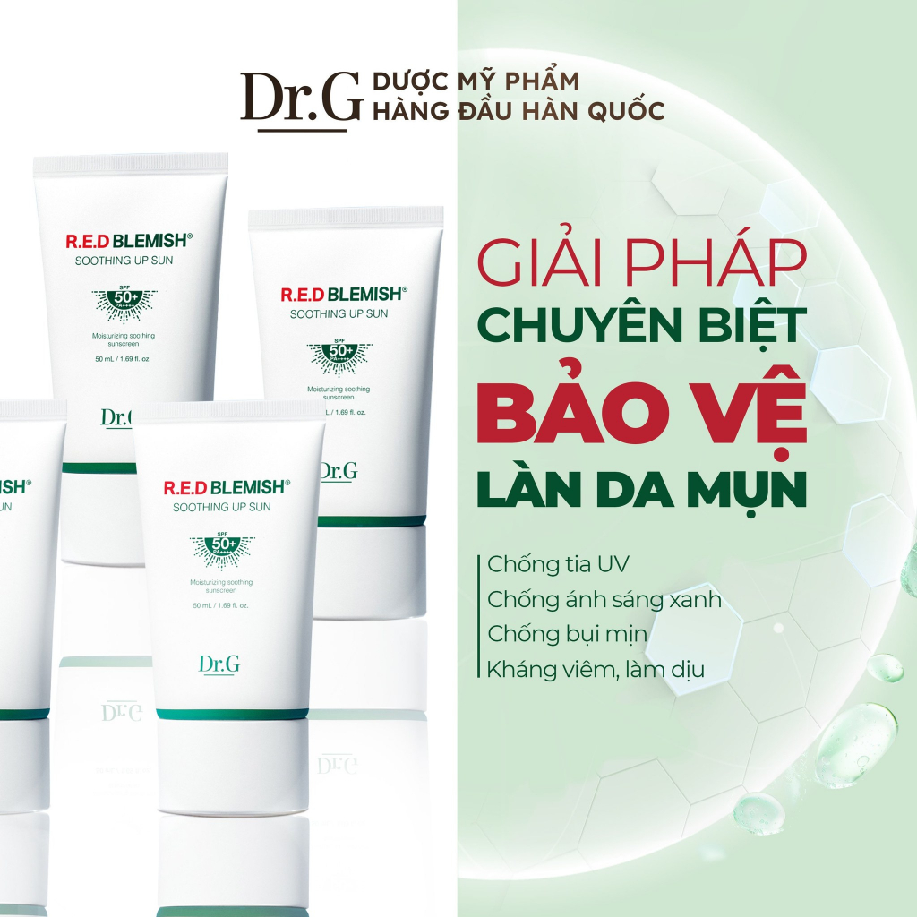 Kem Chống Nắng Dưỡng Ẩm và Bảo Vệ Chuyên Sâu Cho Da Nhạy Cảm Dr.G R.E.D Blemish Soothing Up Sun SPF50+ PA++++ 50ml
