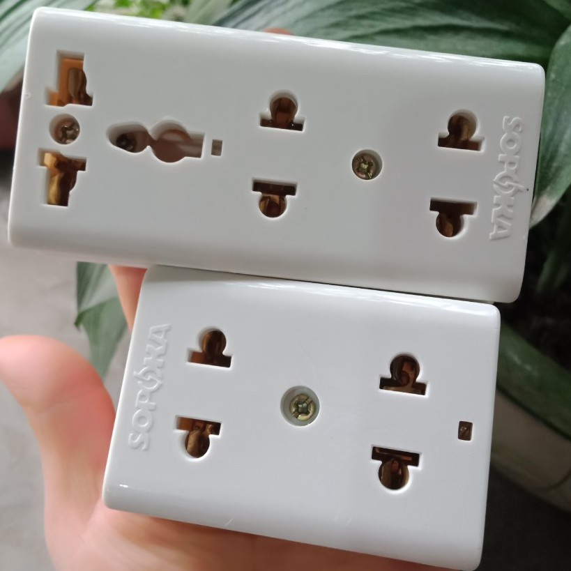 Ổ cắm điện loại tốt 10A chống cháy/chống vỡ SOPOKA, ổ 1,ổ 2,ổ 3, ổ nổi