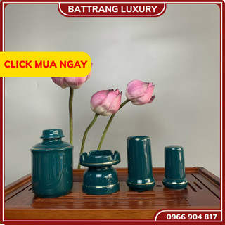Bộ phụ kiện bộ ấm chén xanh mallard