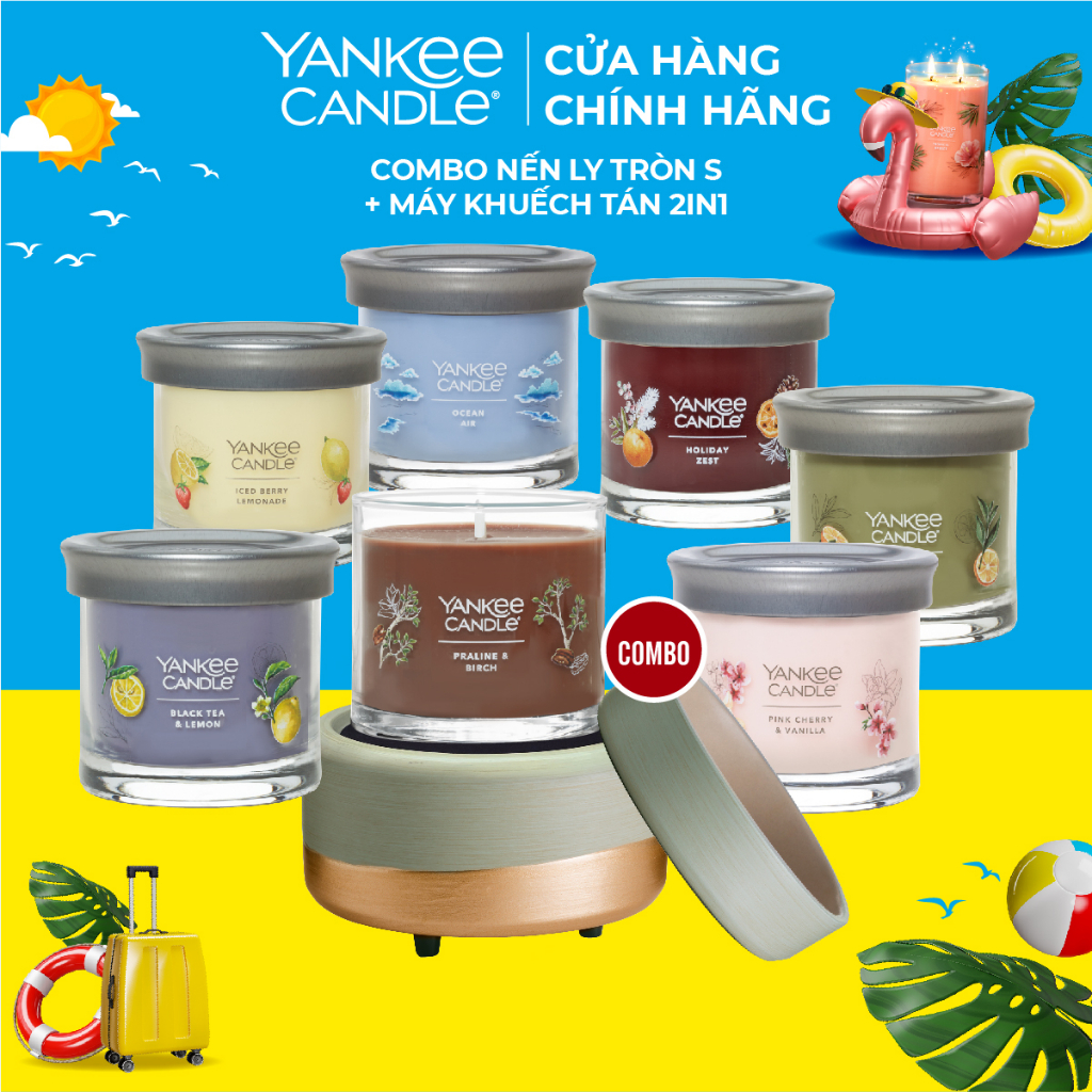 Combo Máy Khuếch Tán hương thơm 2in1 & Nến Ly Tròn Sáp Đậu Nành Yankee Candle size S (122g)