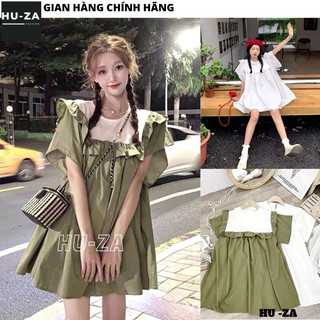 Đầm nữ babydoll bèo ngực tay cộc dáng ngắn - Váy thời trang nữ trẻ trung bánh bèo ngọt ngào hot HUZA V56